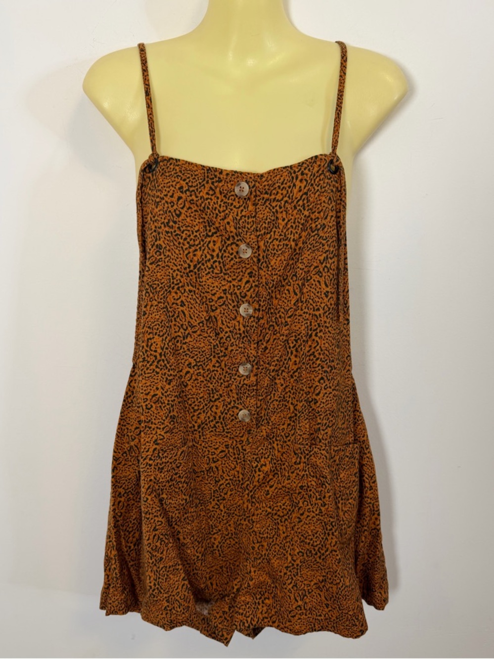 Billabong Rust Leopard Print Spaghetti Strap Romper